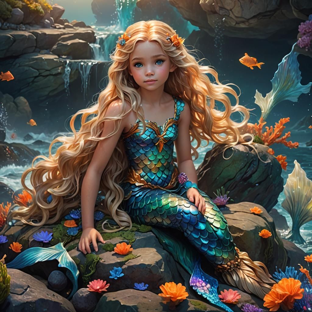 Magical Mermaid in a Dreamy Ocean Landscape