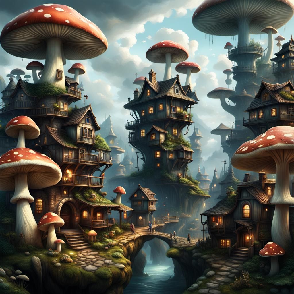 Epic Mushroom Town: A Digital Matte Painting