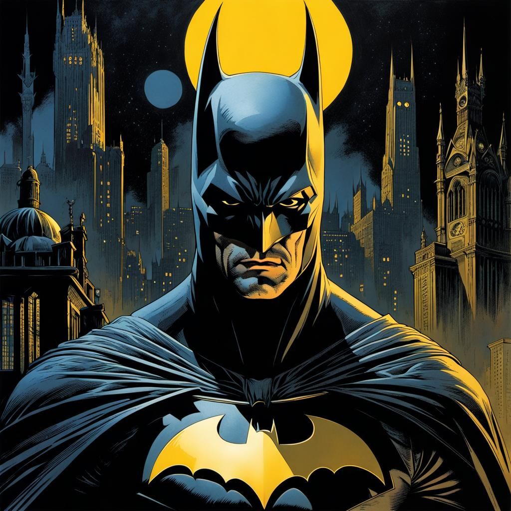 Batman in Golden Age Grimdark Comic Style