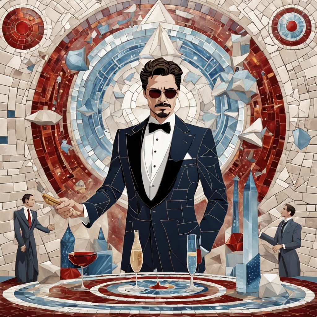 Tony Stark in Art Deco Jungian Mosaic