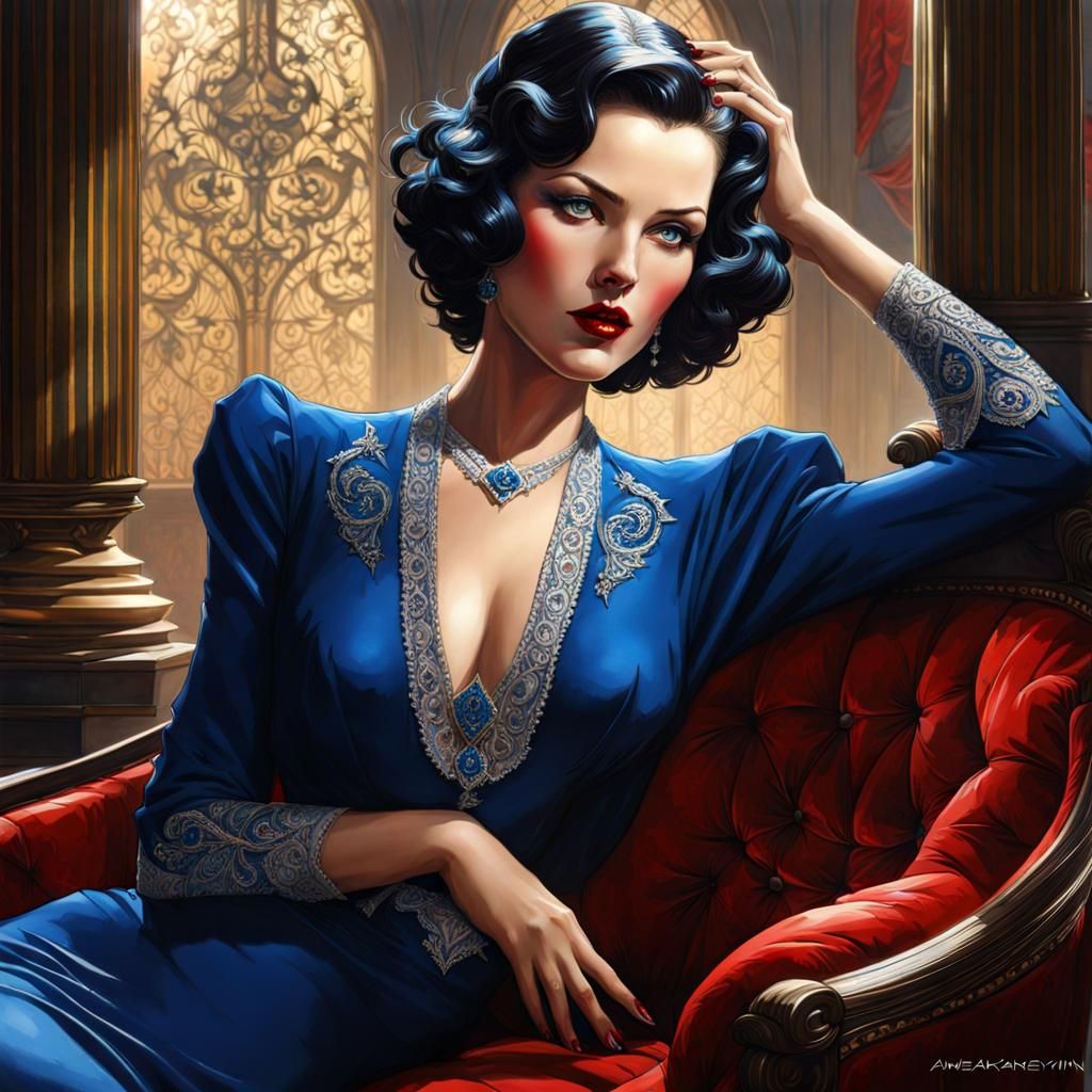 Beautiful Gothic Vampire Portrait with Splash Art Elements