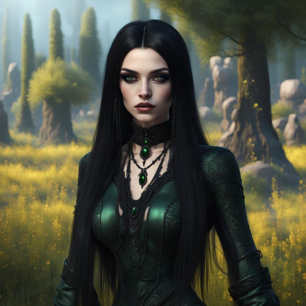 Ukrainian Goth Girl in Detailed Matte Painting