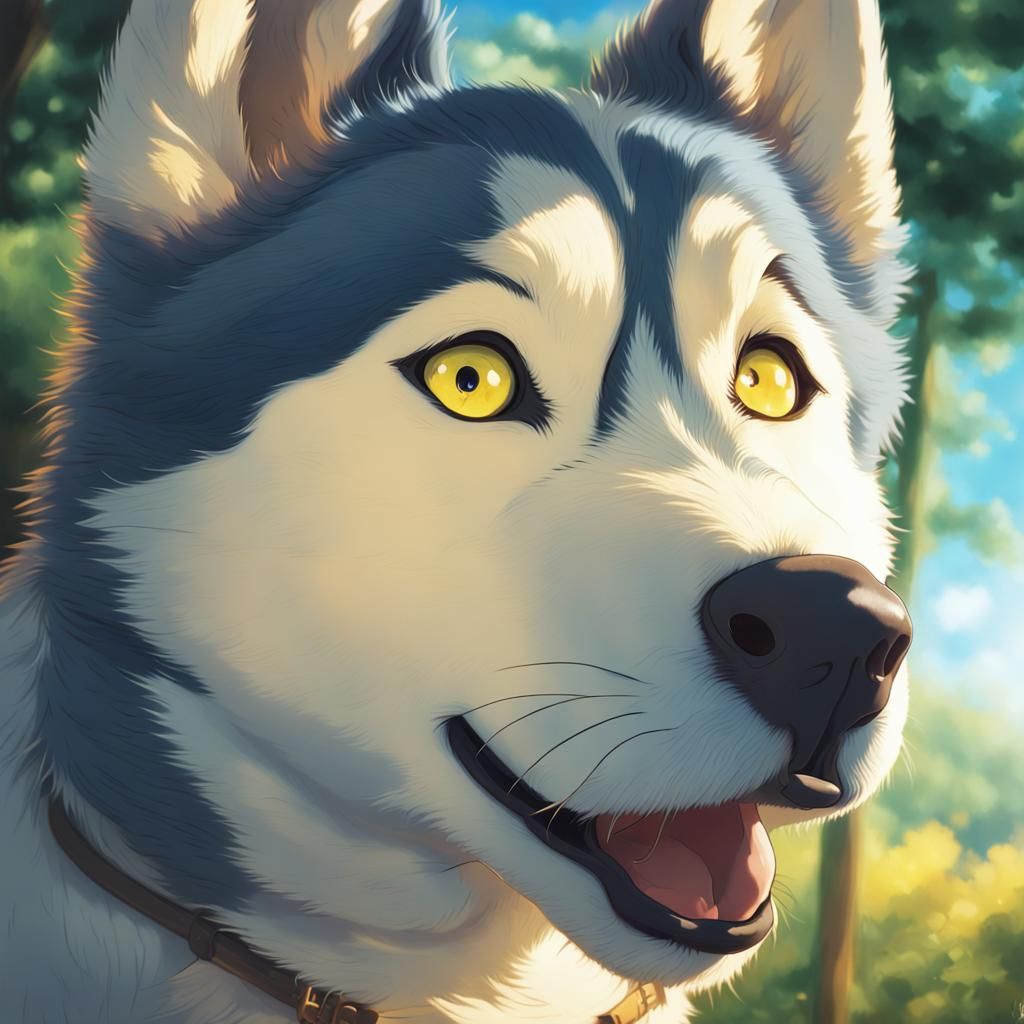 Husky Face with Heterochromia in Anime Style