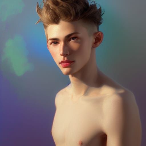 Detailed Portrait of a Gay Twink in Artstation Style