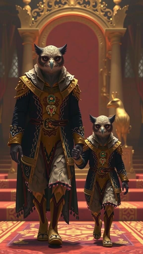 Falcon Kings Walk to Throne: Matte Painting Style