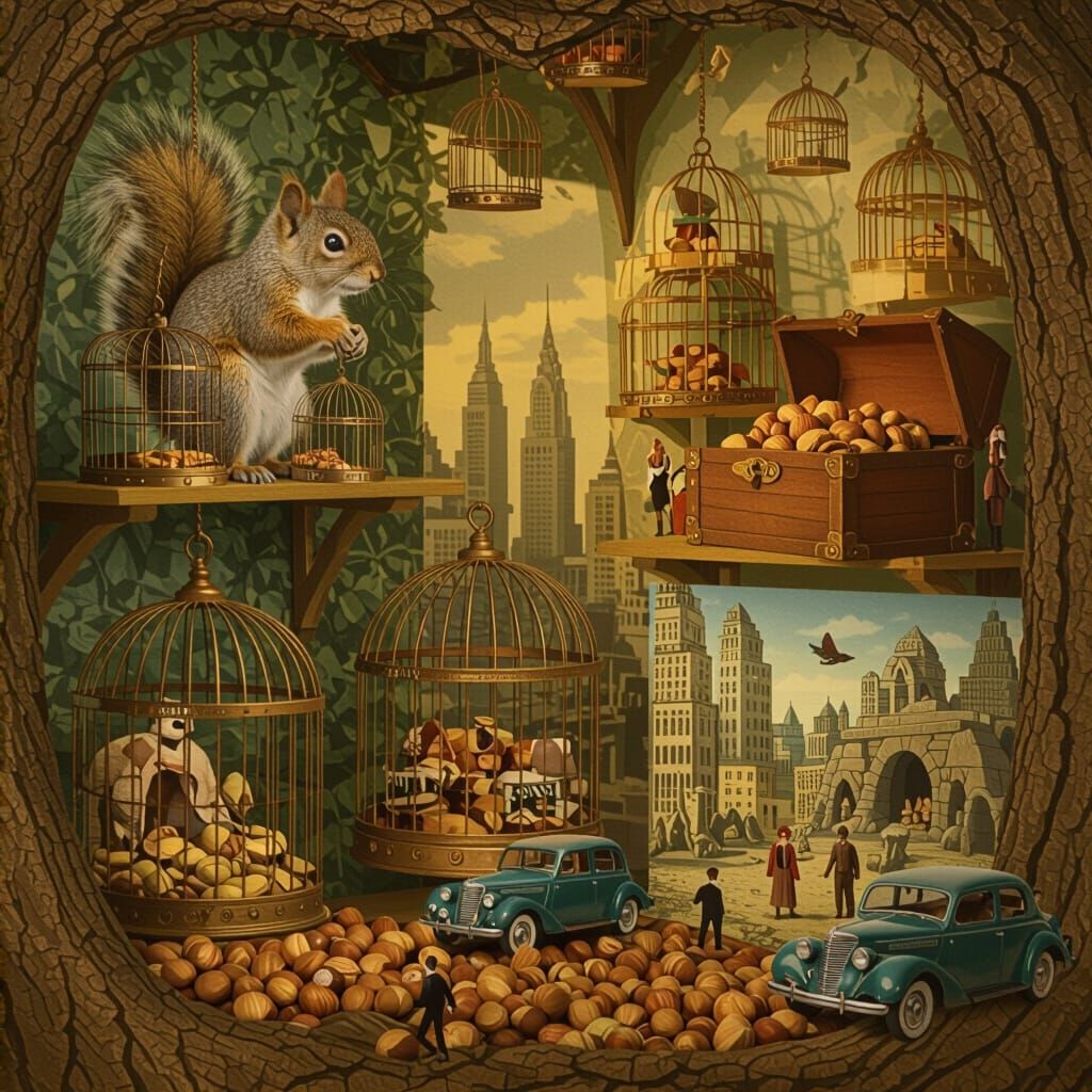 Squirrel's Den: Miniature Worlds in Birdcages
