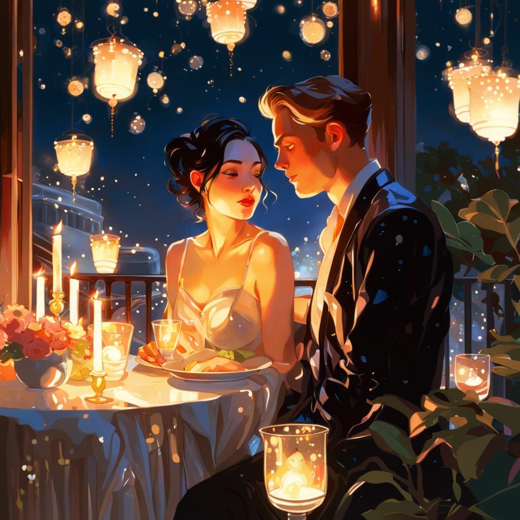 Romantic Candlelit Dinner on a Magical Balcony