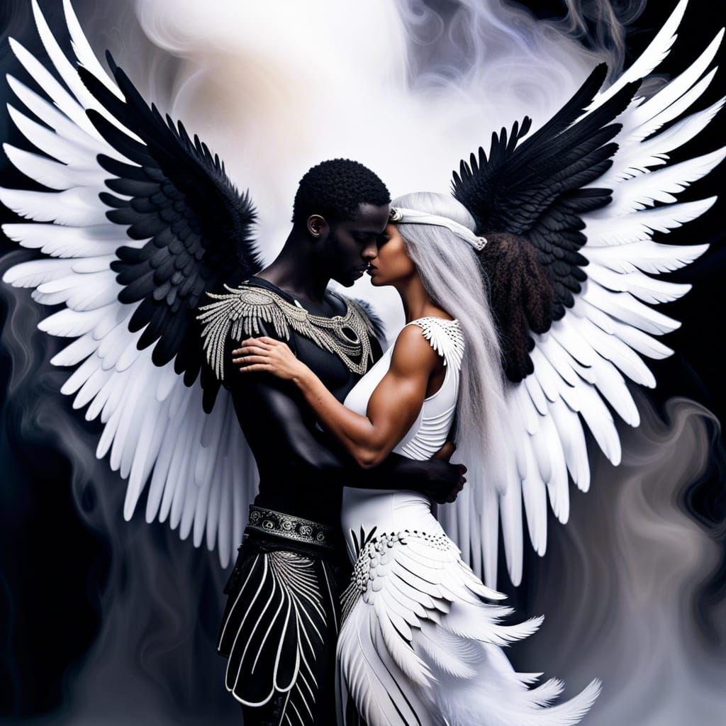 black and white angel