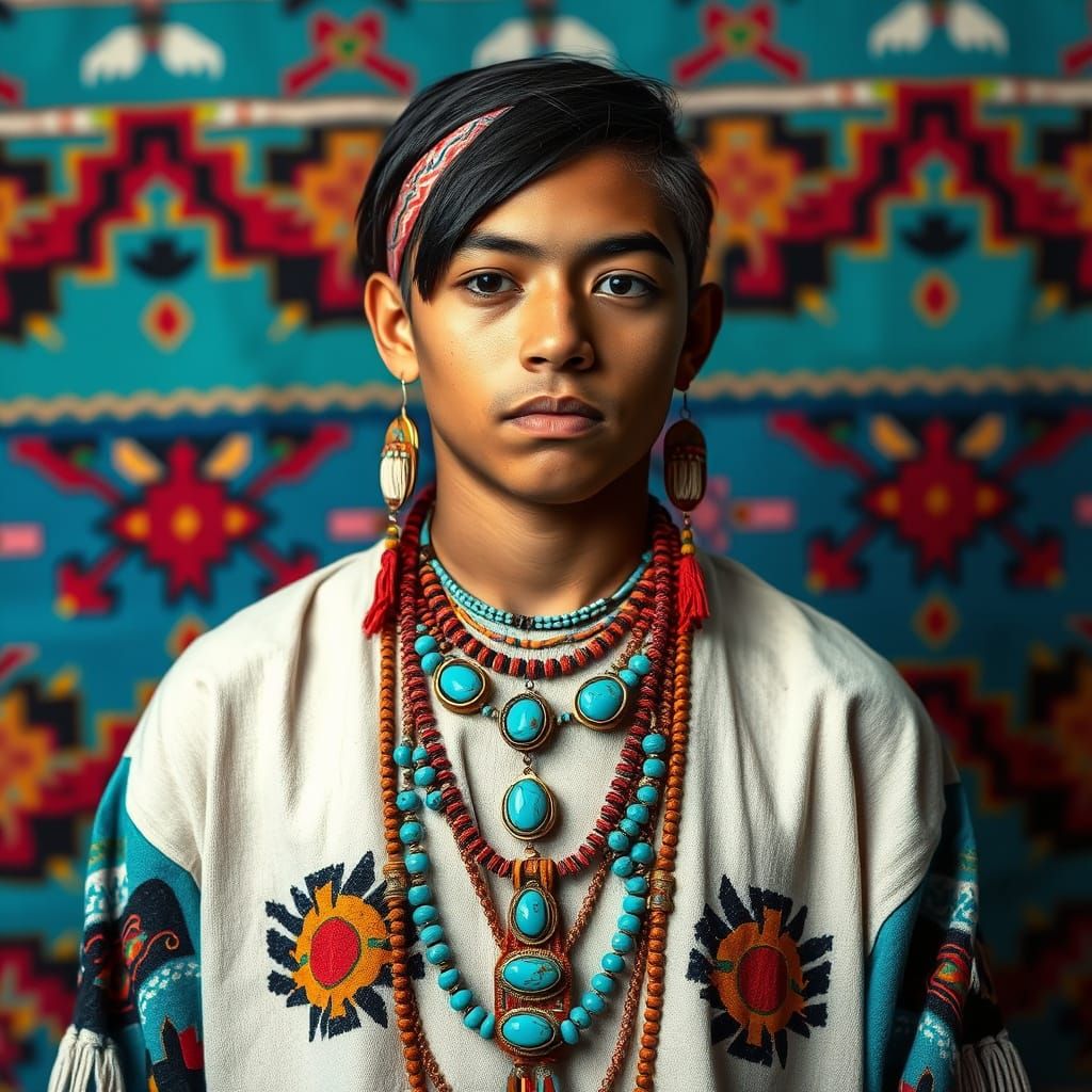 Navajo Two-Spirit Man in Vibrant Contemporary Style