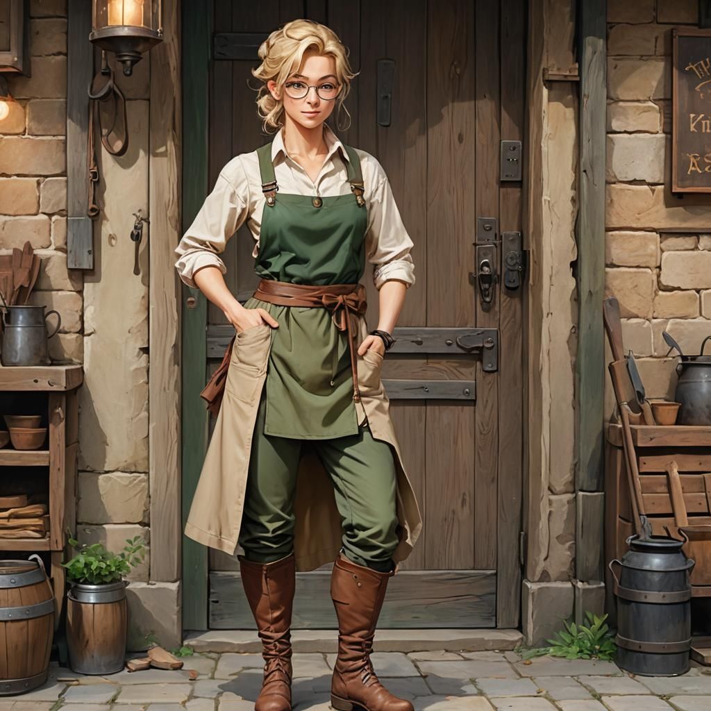 Anime Blacksmith Woman in Digital Painting Style