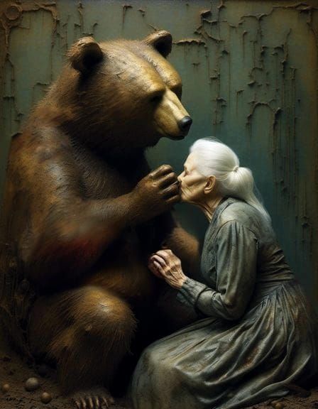 Steampunk Zombiecore: Old Woman and Bear