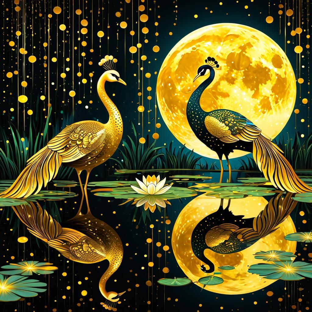 Golden Girl Reflection in Fractal Abstract Style