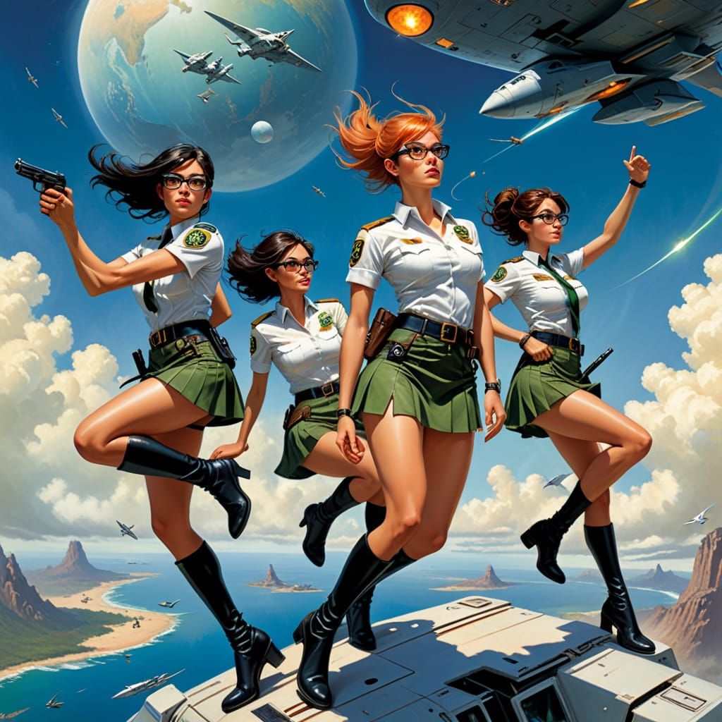 Fashionable freefall femmes fatales