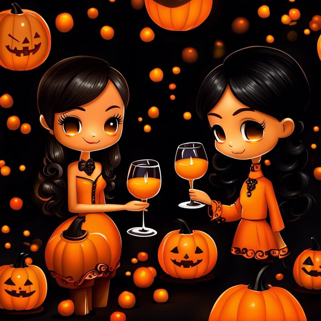 Chibi Couple's Orange Dinner