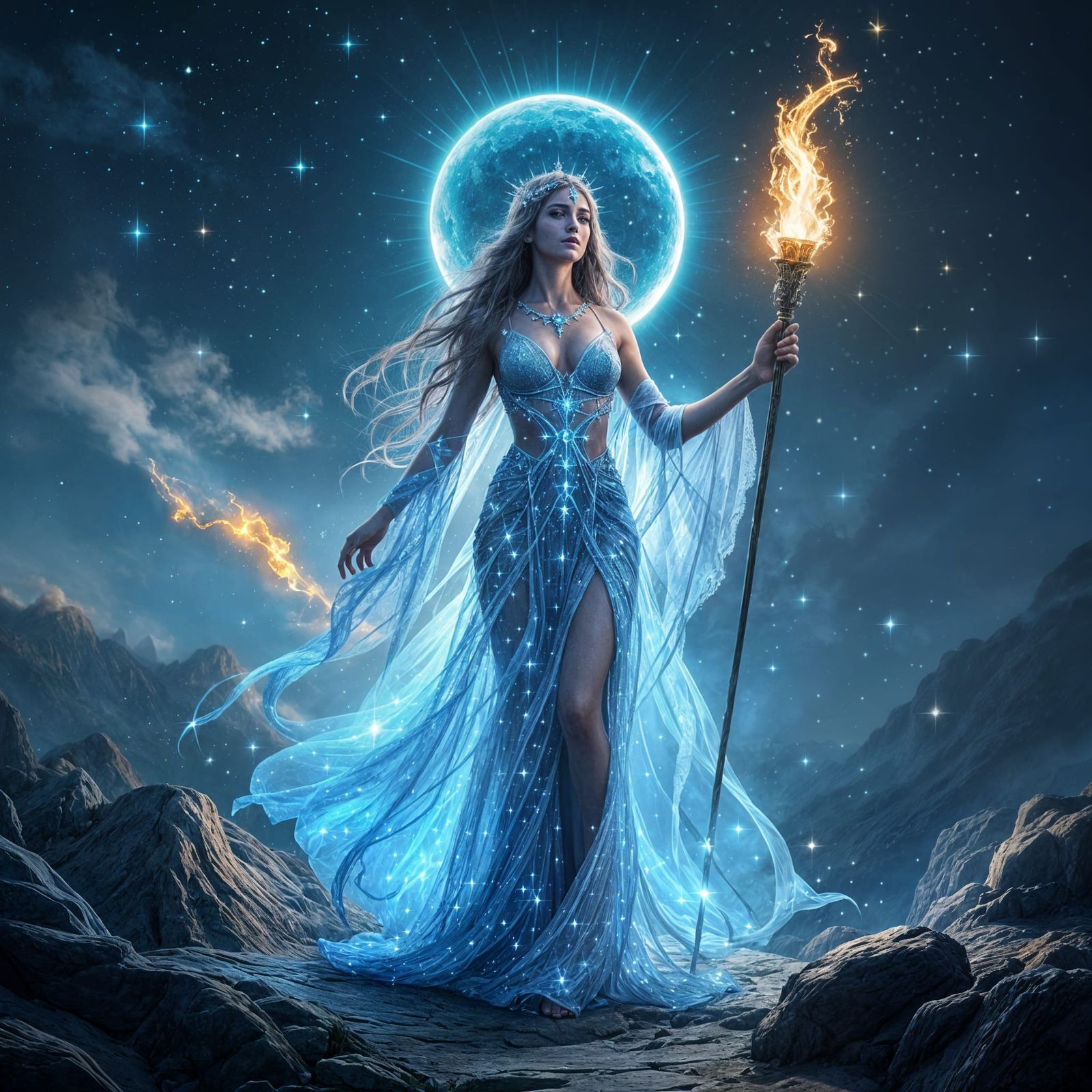 Goddess Hekate in Moonlight and Stardust: Astral Illustratio...