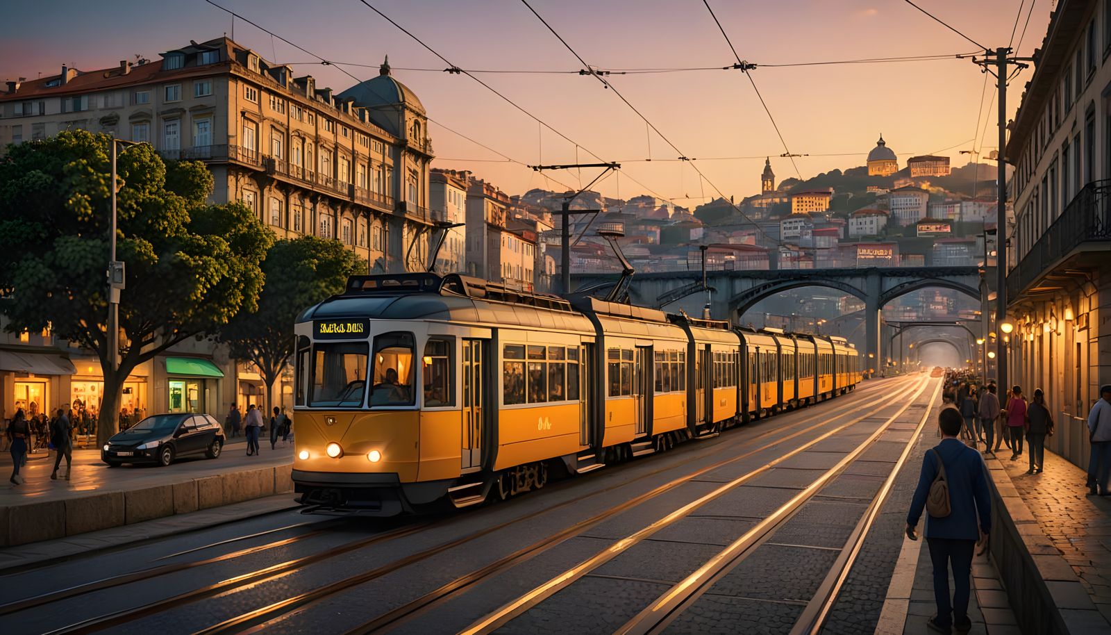 Porto Tram Crossing Ponte Maria Pia Bridge