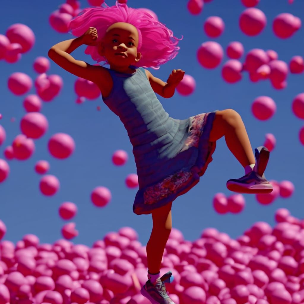 Whimsical Fantasy Girl in a Bubblegum Wonderland