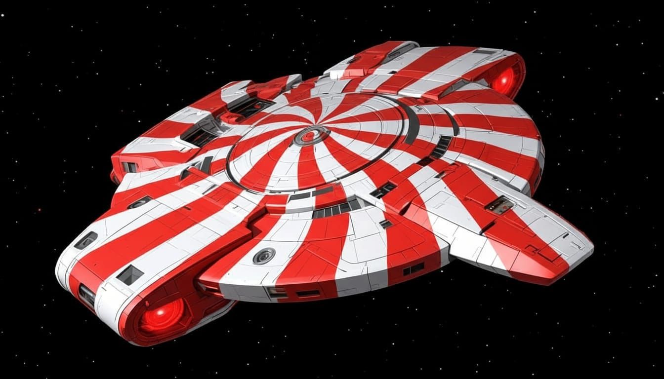 Starship Defiant with Lollipop Color Scheme