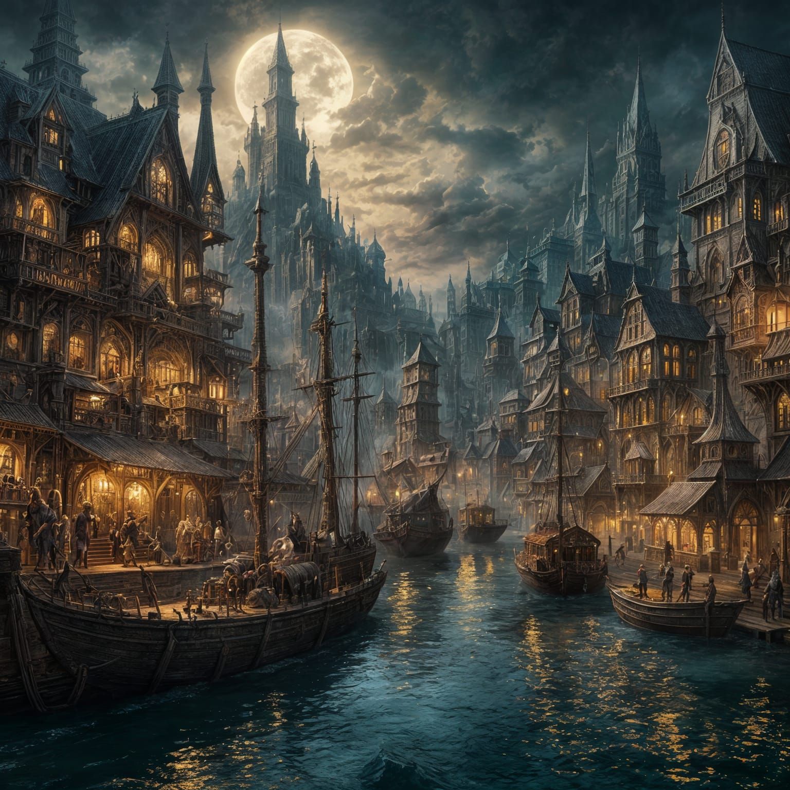 Dark Fantasy Elvish Port City of Debauchery