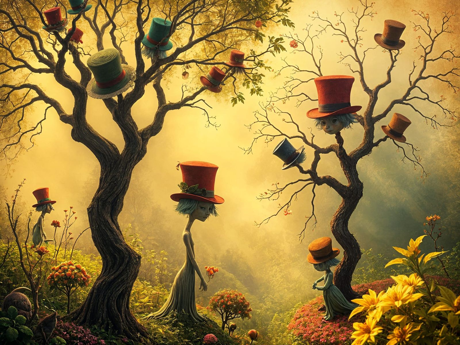 Surreal Hat Garden of Emotions and Memories