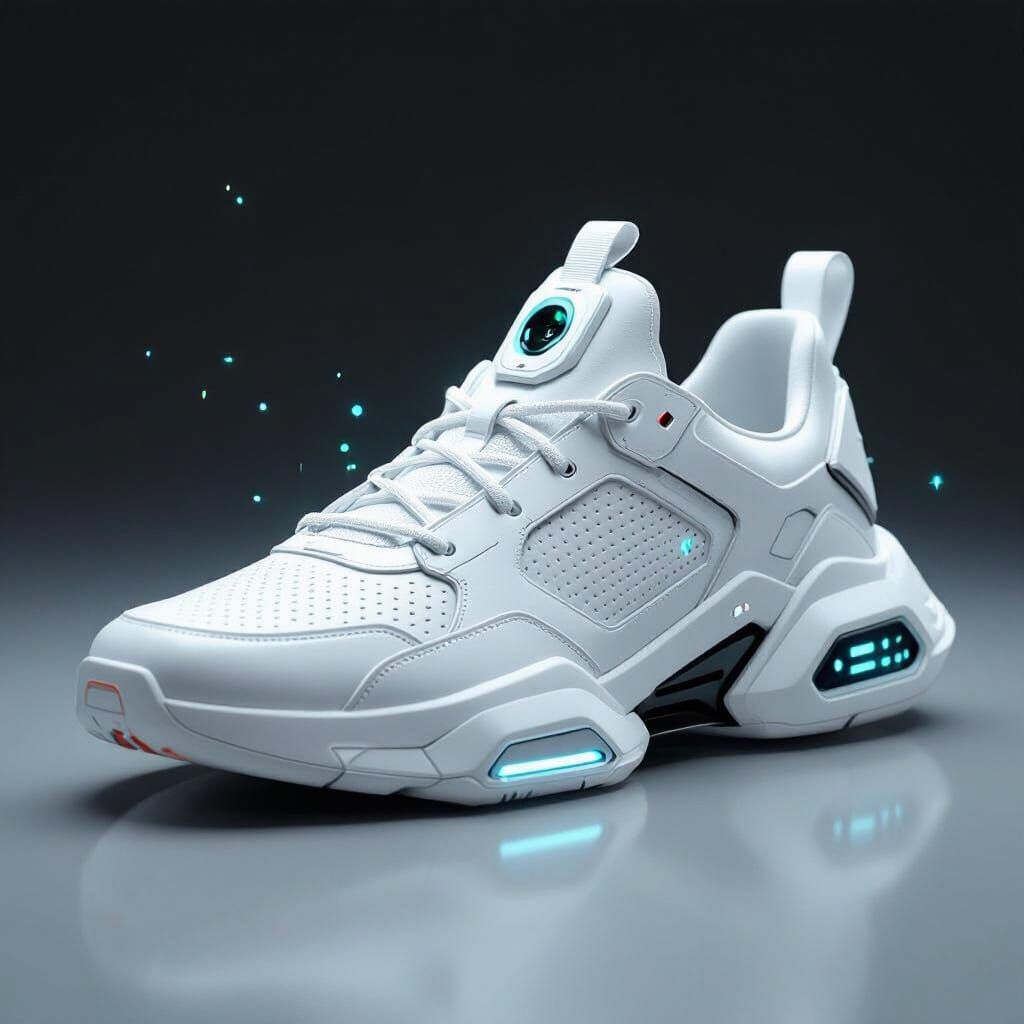 Futuristic White Sneaker with Collision Sensors