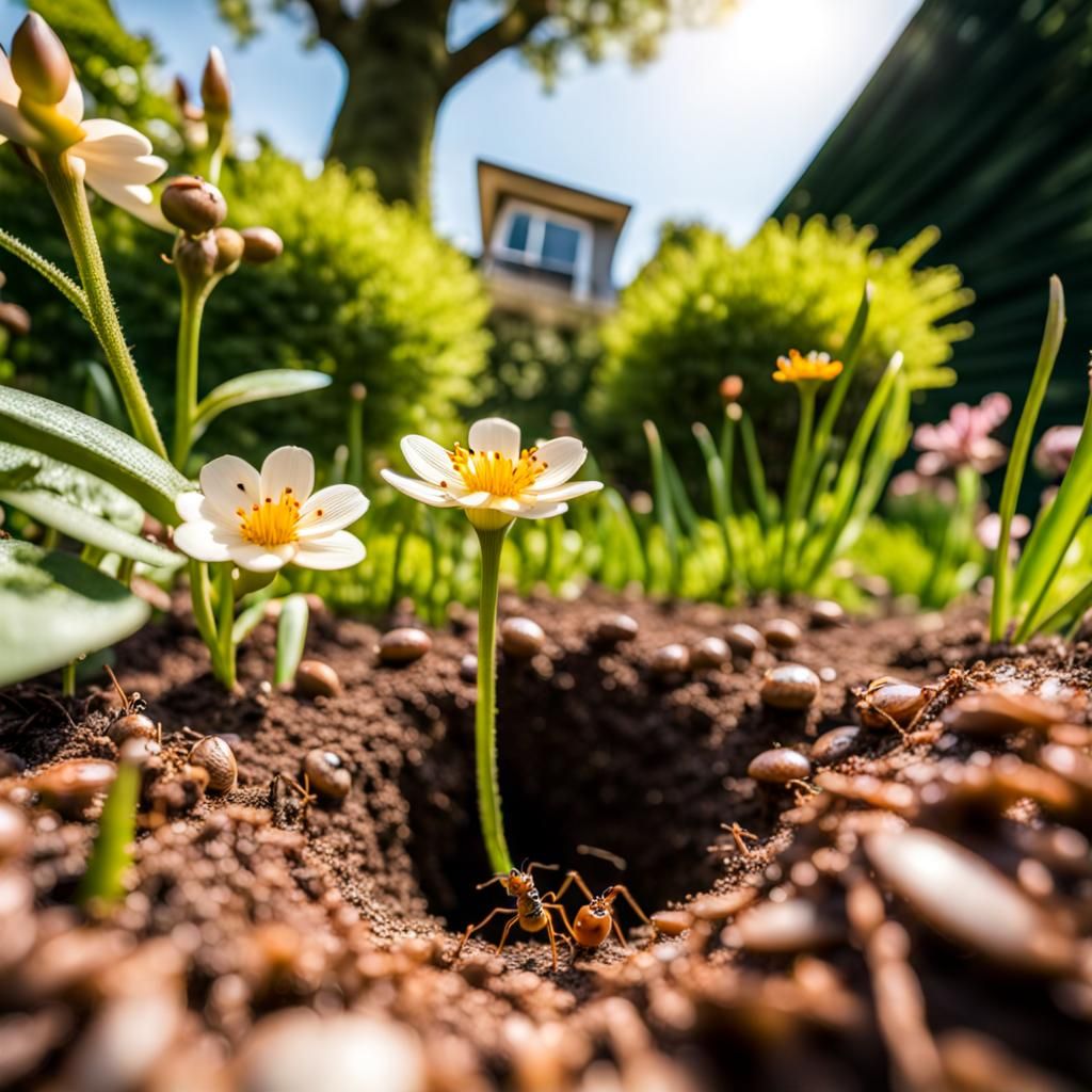 Low Angle View of Lush Garden From Ant Nest