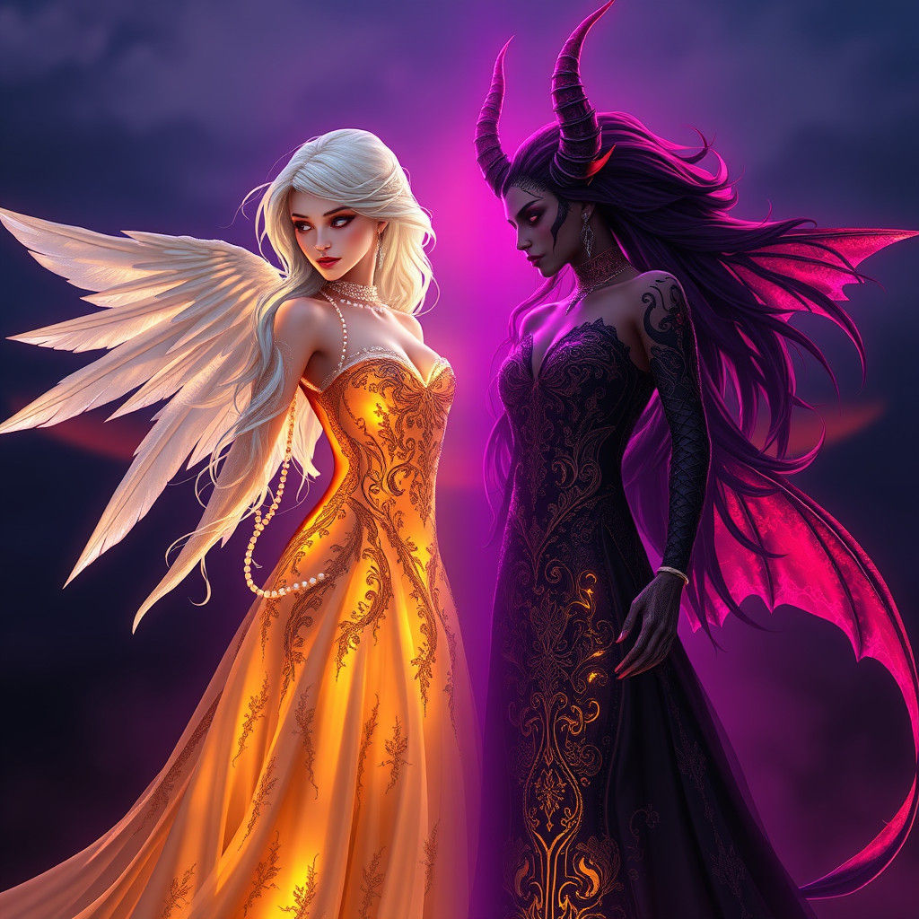 Angelic Demon Hybrid in Dark Fantasy Style