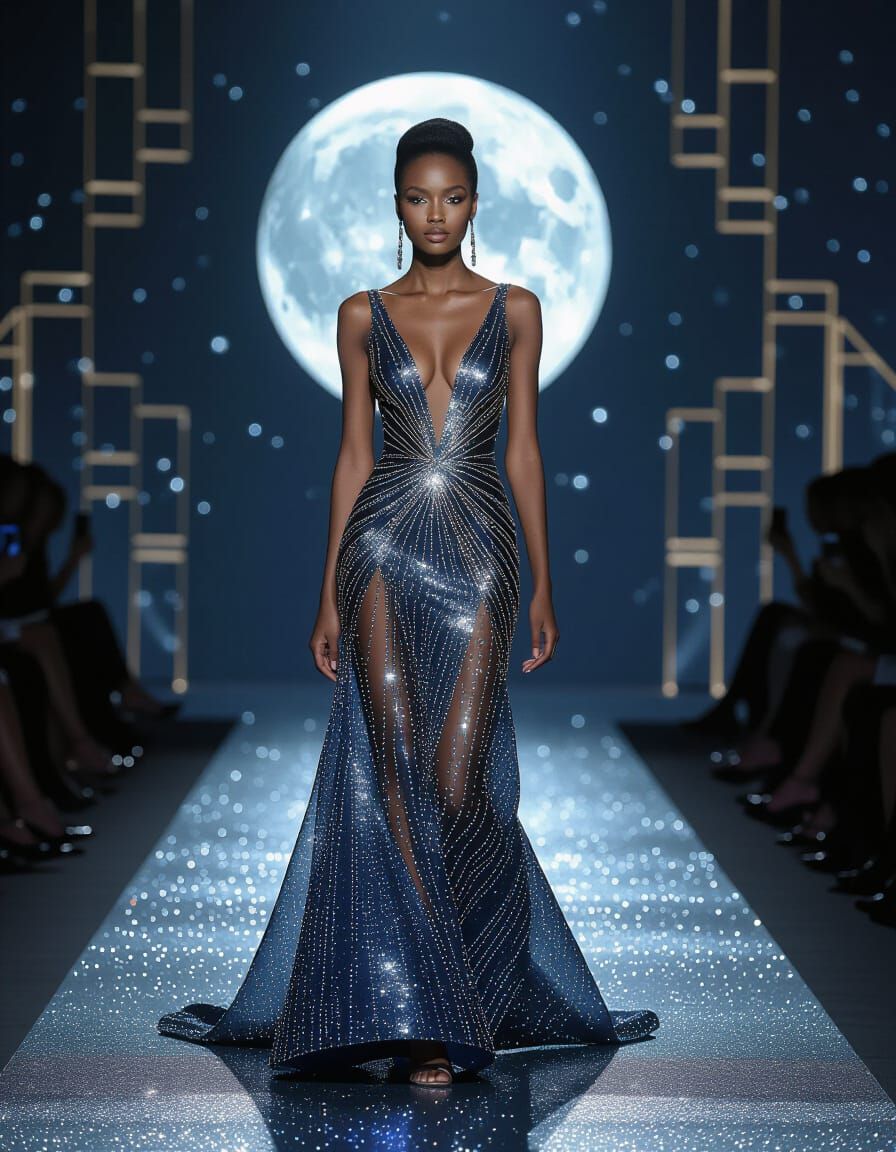 African American Model in Avant-Garde Art Deco Gown