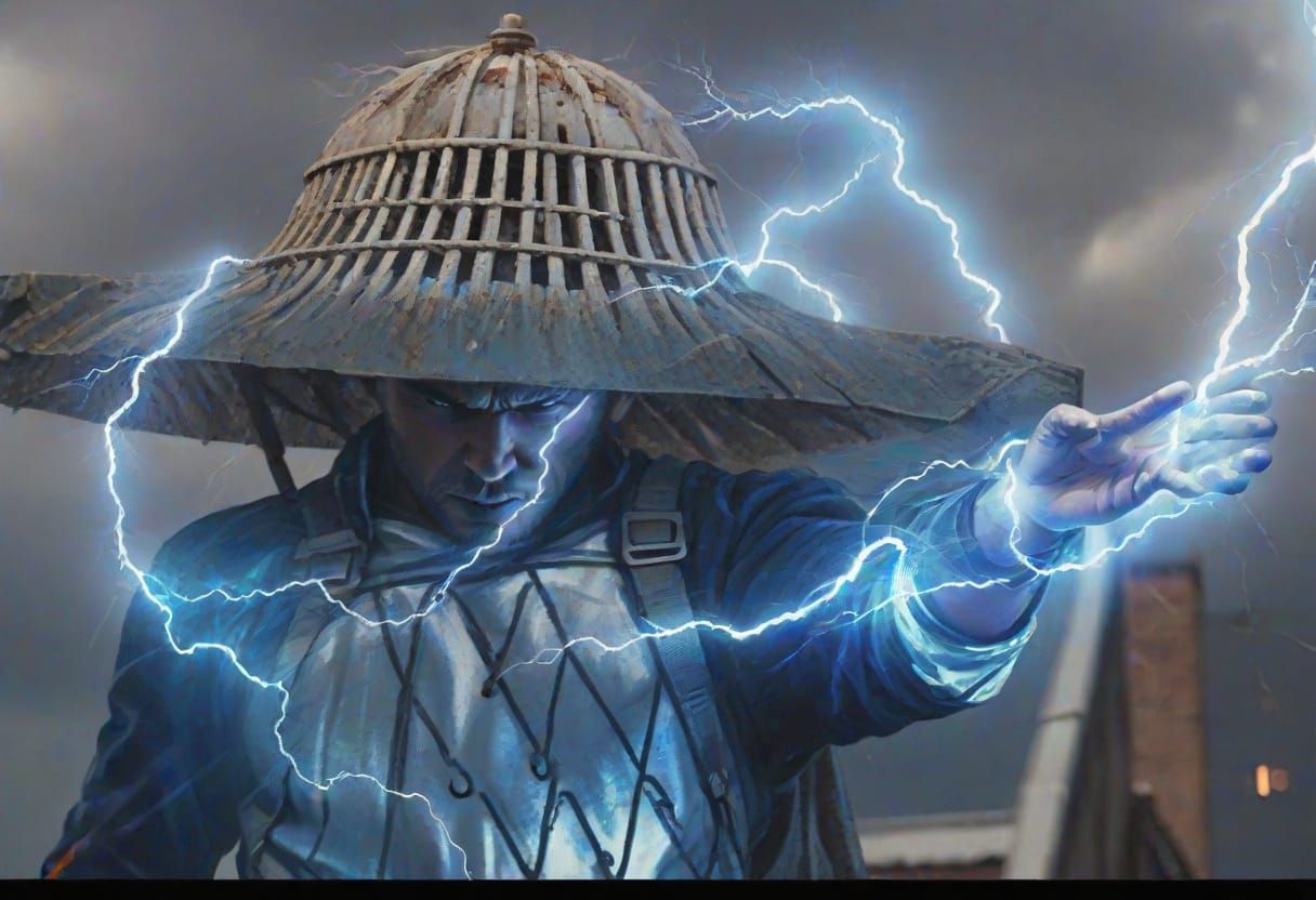 Man Pulls Lightning on Rooftop in Storm