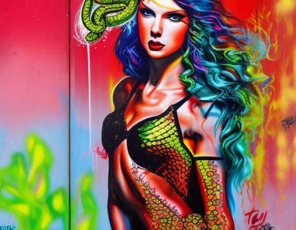 Taylor Swift as Eve in Graffiti Art Style