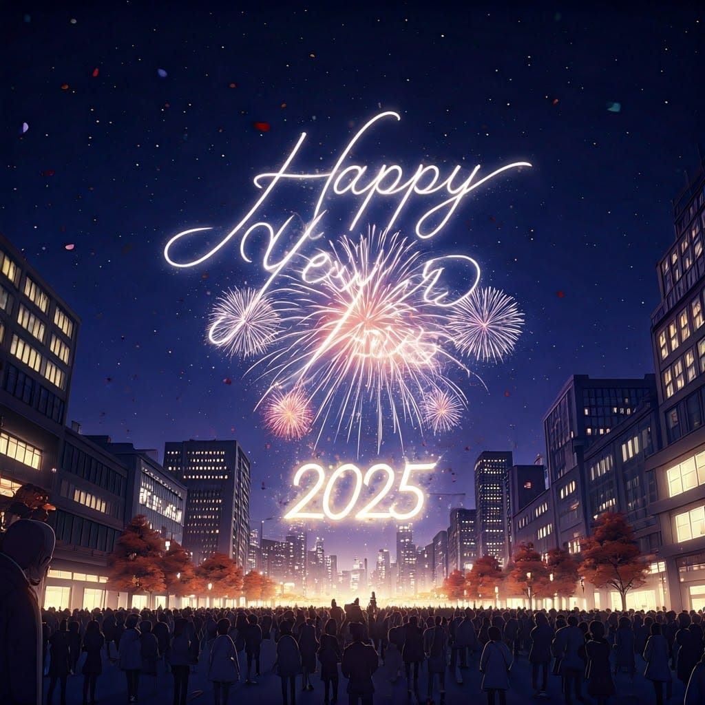 Happy New Year 2025 Cityscape Illumination