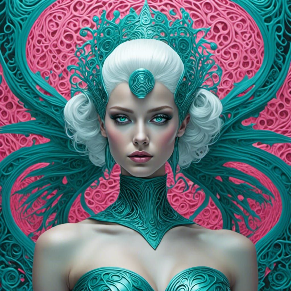 Alien Woman with Zentangle-Inspired Details