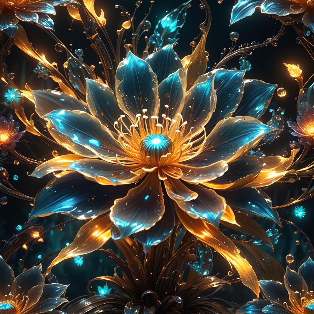 Bioluminescent Plasma Flower in Dark Fantasy Style