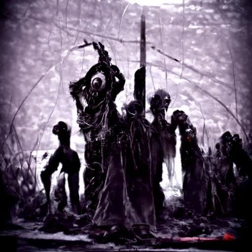 Horror CD Cover: Six People in Studio, Doré Style