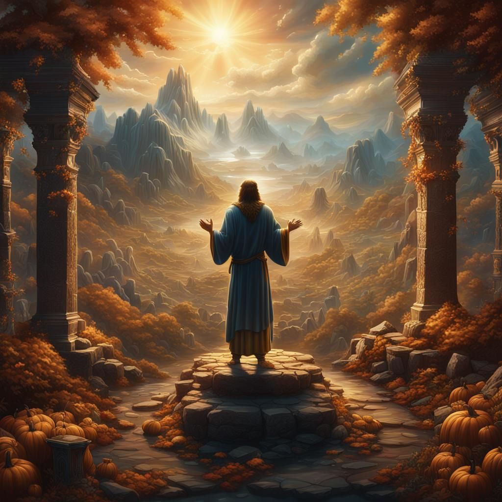 Jesus Giving Thanks: Detailed Matte Painting