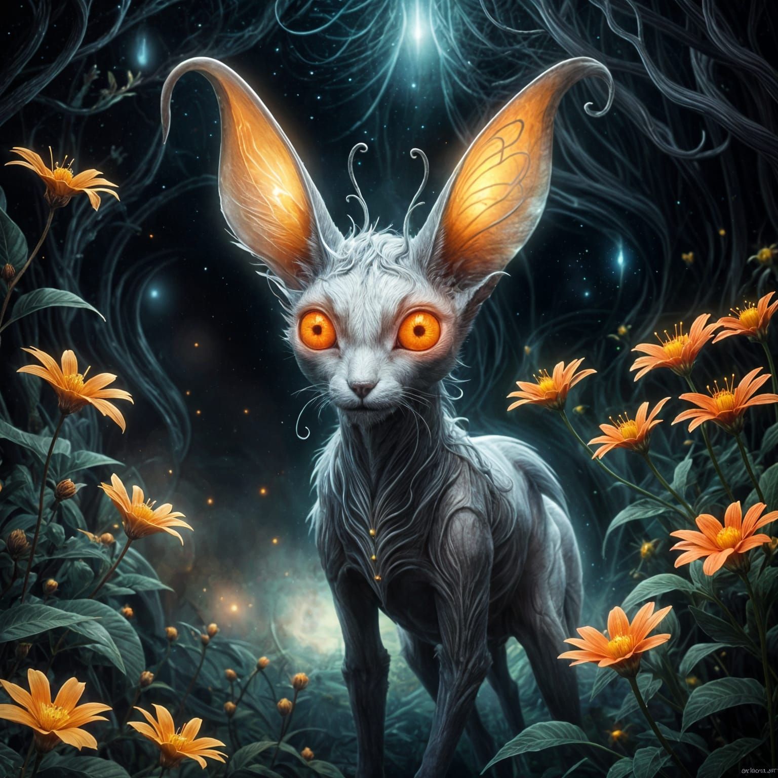 Mystical Feline Enchantress in a Dark Fantasy Aesthetic