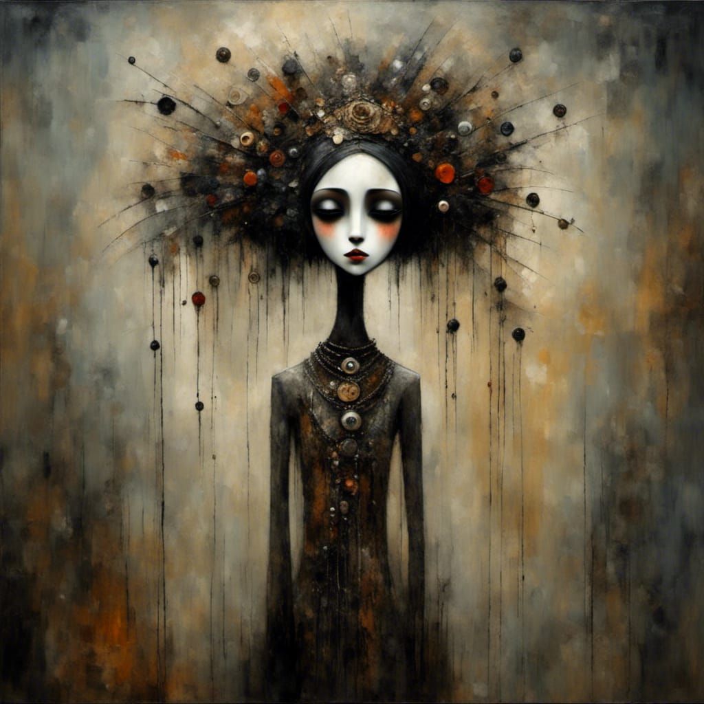 Cute Voodoo Priestess with Eternal Youth, Whimsical Art