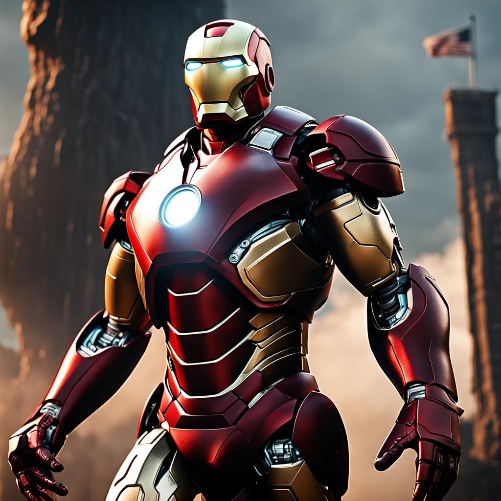 Detailed Iron Man Matte Painting in Deep Color