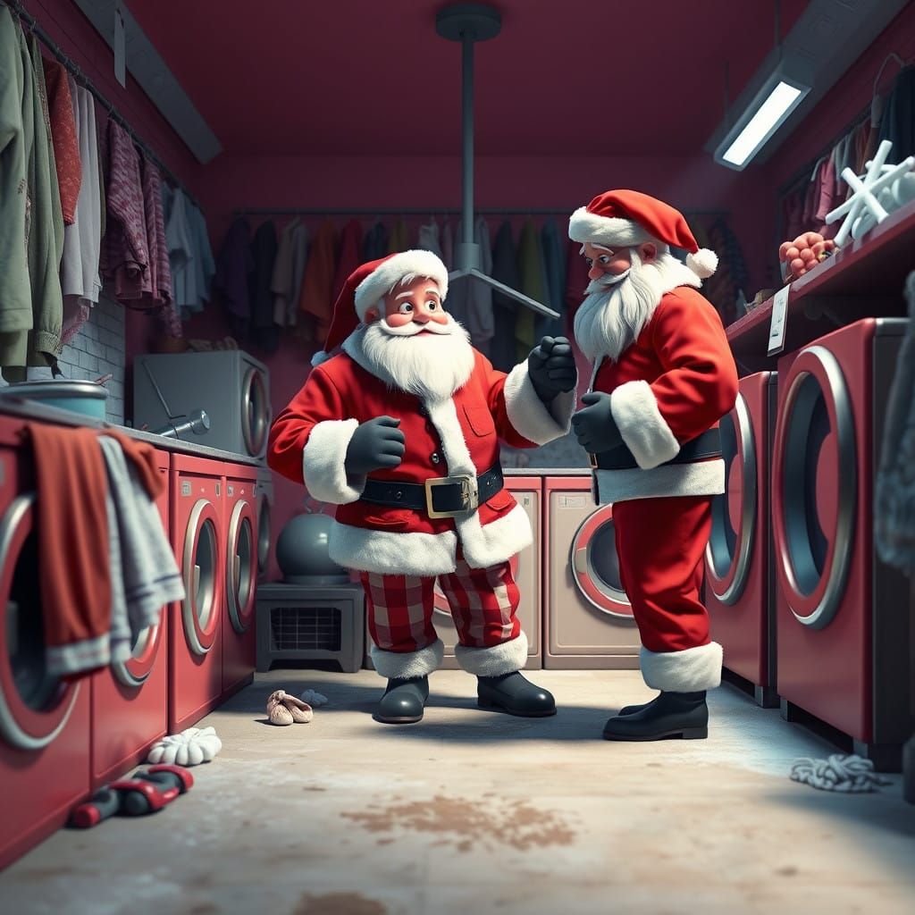 Vintage Santa's Sooty Suit in the Laundry Room