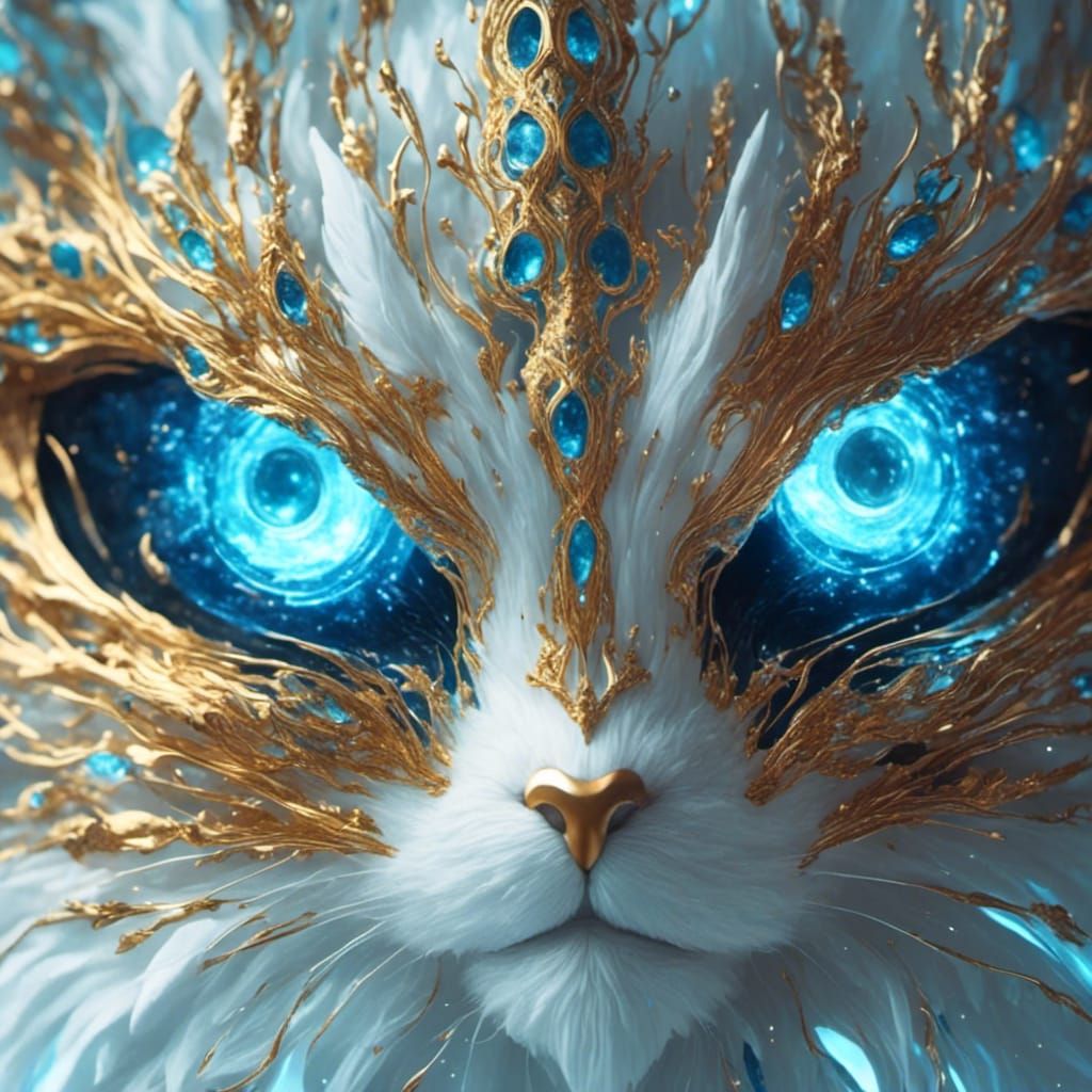 Glowing Blue Ghost Cat from the Past