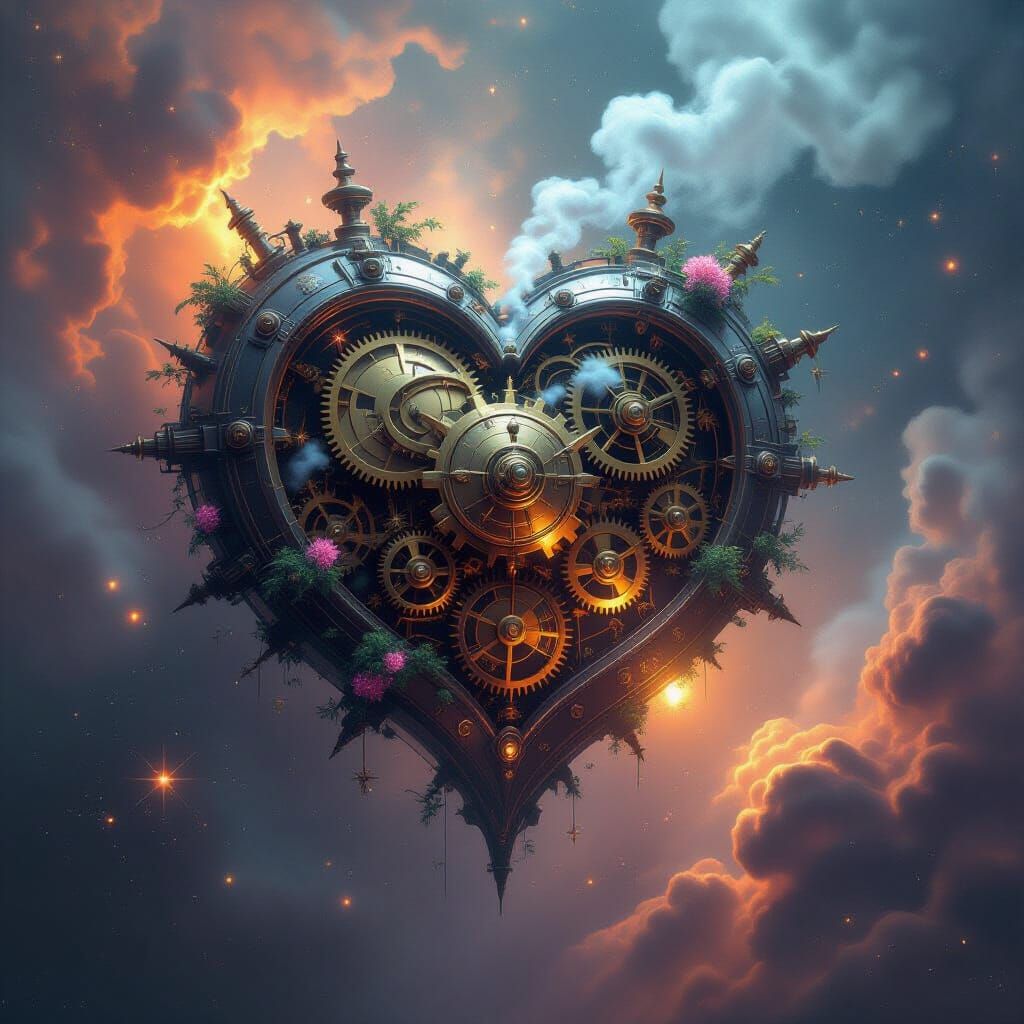 Clockwork Heart Nebula Fantasy Concept Art