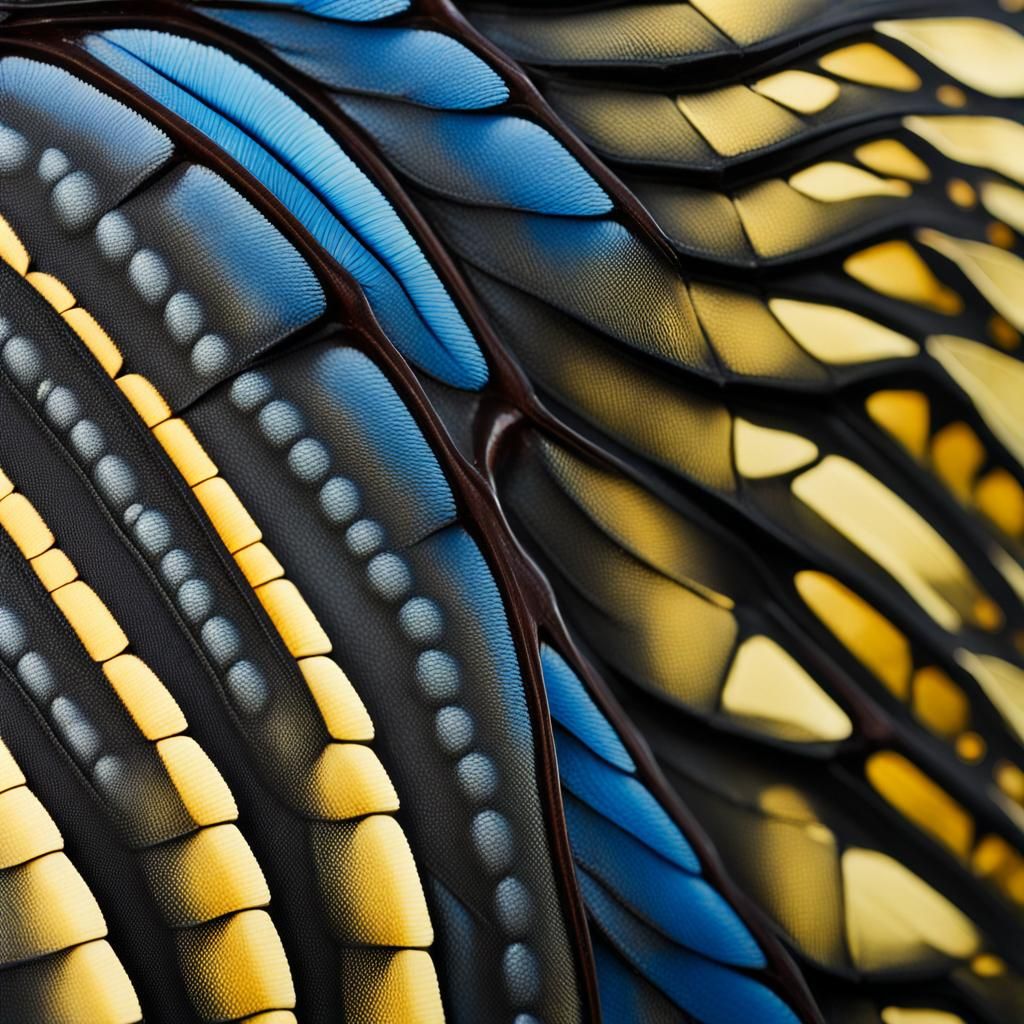 Detailed Macro Photograph of Butterfly Wing