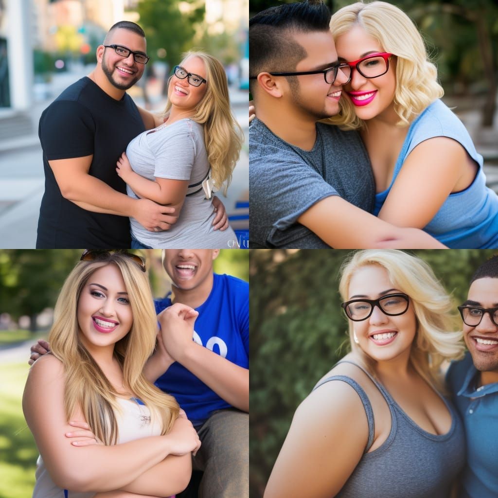Smiling Blonde Woman in Loving Embrace, Professional Photo