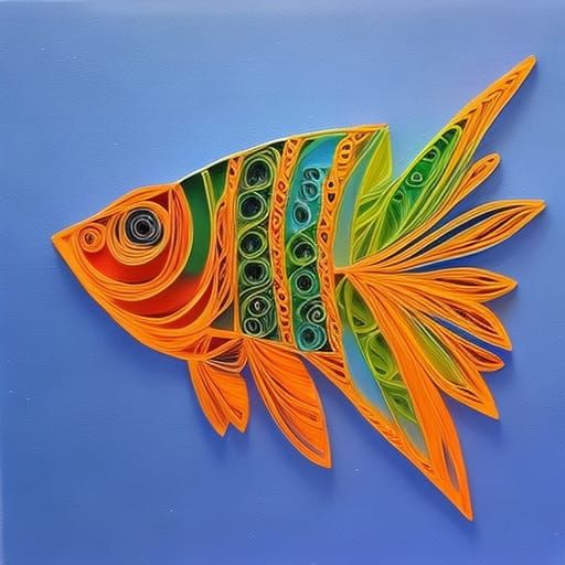 Quilled Colorful Fish in Gouache Style