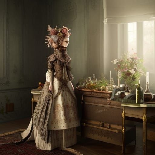 Vines Enshrouded Mannequin in Storybook Style