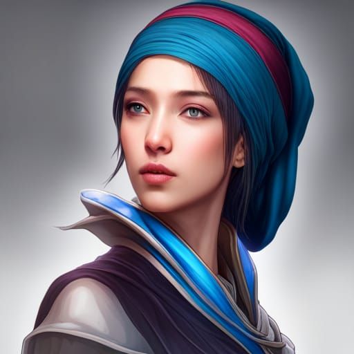 Yuna Portrait in Art Nouveau Style