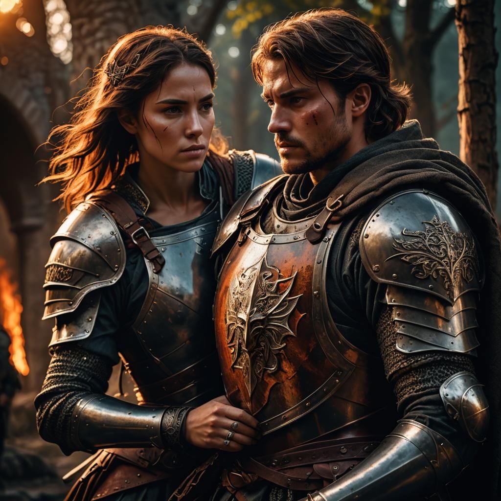 Fantasy Warrior Protected by Shield in Digital Art