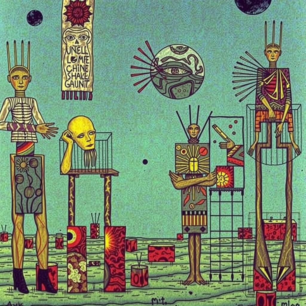 Art Angels by Beksinski Basquiat Klee Style