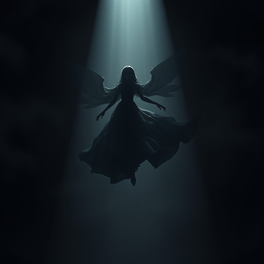Mysterious Shadow Queen Emerges from Darkness in Digital Art