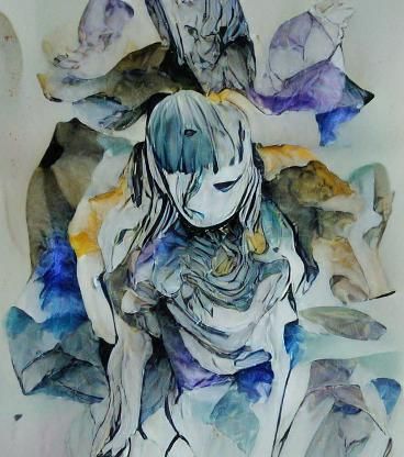 Minimalist Eidolon of Avarice Watercolor Ink Drawing